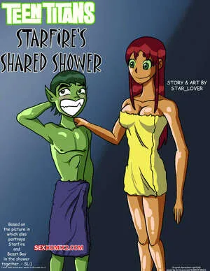 Comics Porno DUCHA compartida con STARFIRE (Star Love) en Español